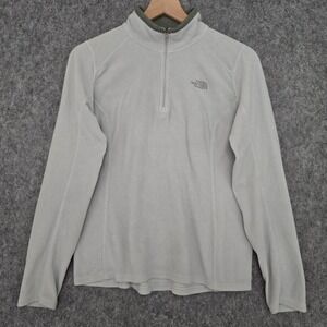 The North Face Fleece Jacket Womens Medium Gray 1/4 Zip Pullover Lightweight